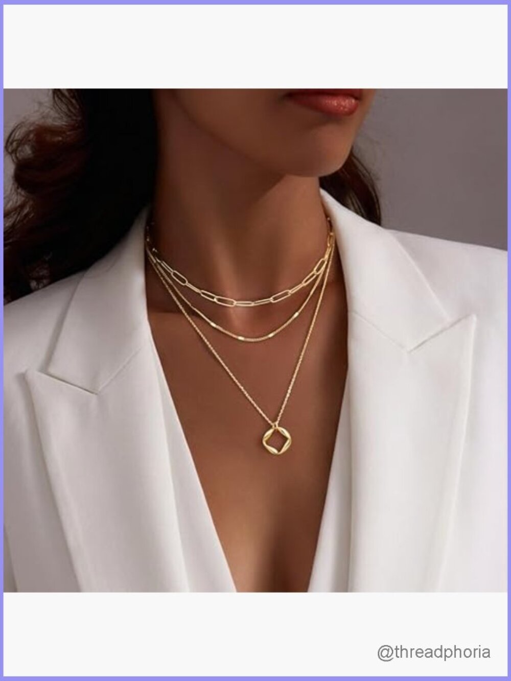 Layered Gold Necklaces Set with Heart Cross Bow Circle Pendants - Picture 3 of 7